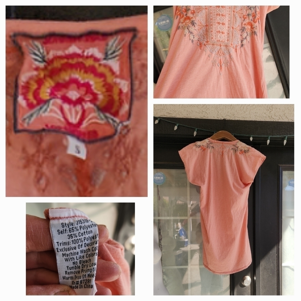 Johnny Was Calida‎ Women's Embroidered Floral Tee - Picture 2 of 2